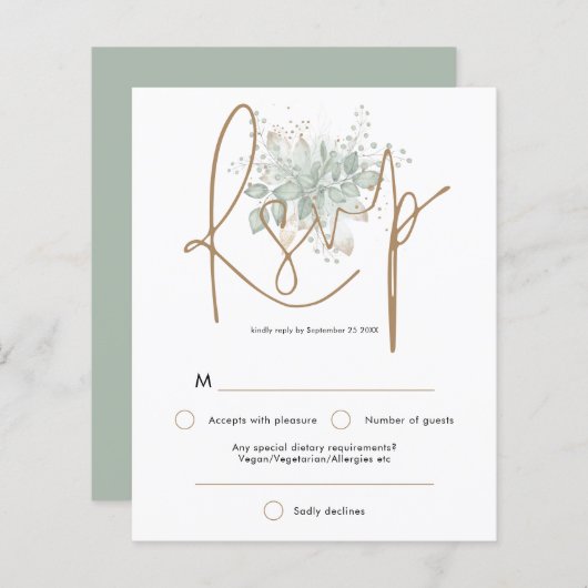 Budget Hochzeitssage Foliage Gold Script UAWG (Vorne/Hinten)