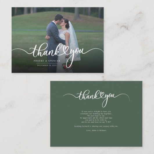 Budget Hochzeitsskript Foto Vielen Dank Mitteilungskarte (Vorne/Hinten)