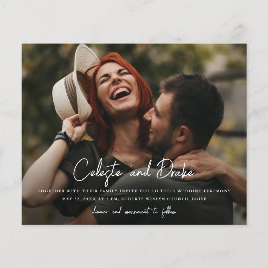 Budget-Hochzeitsskript Namen Foto (Vorderseite)
