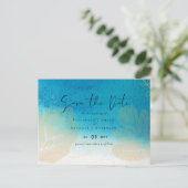 BUDGET Hochzeitstag Blaues Wasser Rett Postkarte (Stehend Vorderseite)