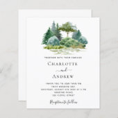 Budget Hochzeitswald Bäume Aquarell einfach (Vorne/Hinten)