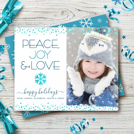 Budget Holiday Foto Turquoise Peace Joy Liebe Card
