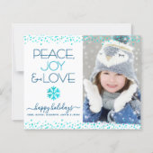 Budget Holiday Foto Turquoise Peace Joy Liebe Card (Vorderseite)