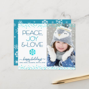 Budget Holiday Foto Turquoise Peace Joy Liebe Card