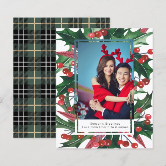 BUDGET Holiday Holly Foto Frame Personalisiert (Vorne/Hinten)