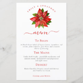 Budget Holiday Wedding Red Poinsettia Menü