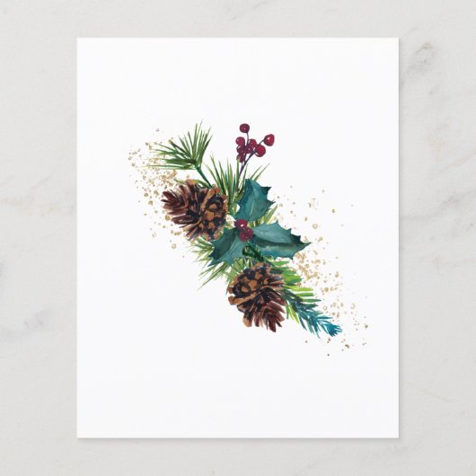 Budget Holly Berries Winter Wedding Einladung (Rückseite)