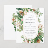 Budget Holly Pine Winter Hochzeit Einladung (Vorne/Hinten)