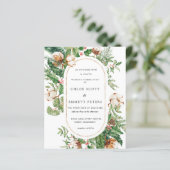 Budget Holly Pine Winter Hochzeit Einladung (Stehend Vorderseite)
