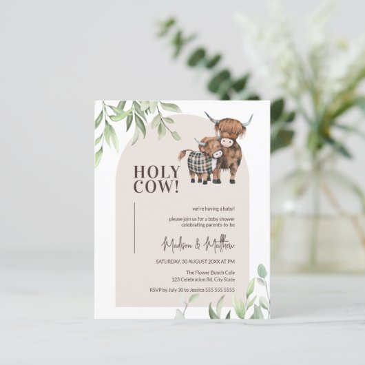 Budget Holy Cow Arch Farm Baby Dusche einladen (Stehend Vorderseite)