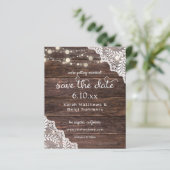 Budget Holz, Lace & Lights Save the Date V2 Foto (Stehend Vorderseite)