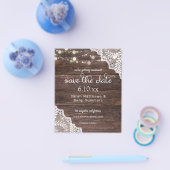 Budget Holz, Lace & Lights Save the Date V2 Foto Flyer (Einzeln)