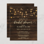 Budget Holz String Lichter Bridal Dusche Einladung (Vorne/Hinten)