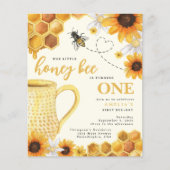 Budget Honey Bee Watercolor Sonnenblume 1. Geburts (Vorderseite)