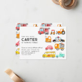 Budget Honk Beep Vroom Transportation Kind Geburts Mitteilungskarte (Vorderseite/Rückseite Beispiel)