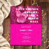 Budget Hot Pink Disco Ball Einladung Hochzeit Flyer
