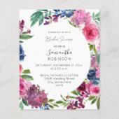Budget Hot Pink & Navy Blue Floral Brautparty (Vorderseite)