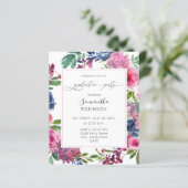 Budget Hot Pink & Navy Blue Floral Graduation Part (Stehend Vorderseite)