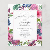 Budget Hot Pink & Navy Blue Floral Graduation Part (Vorderseite)