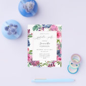 Budget Hot Pink & Navy Blue Floral Graduation Part Flyer (Einzeln)