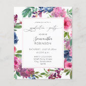 Budget Hot Pink & Navy Blue Floral Graduation Part Flyer (Vorne)