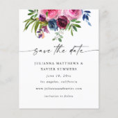 Budget Hot Pink & Navy Blue Floral Save the Date 3 (Vorderseite)