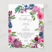Budget Hot Pink & Navy Blue Floral Wedding (Vorderseite)