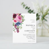 Budget Hot Pink & Navy Blue Floral Wedding 3 (Stehend Vorderseite)