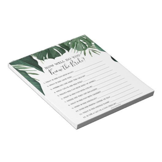 Budget How Well Do You Know the Bride Game Notepad Notizblock (angewinkelt)