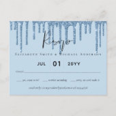Budget Hübsch Girl BLAUE Glitzer Wedding RSVP Postkarte (Vorderseite)