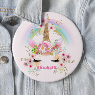 Budget Hübsch Girly Pink Unicorn Blumengift Button