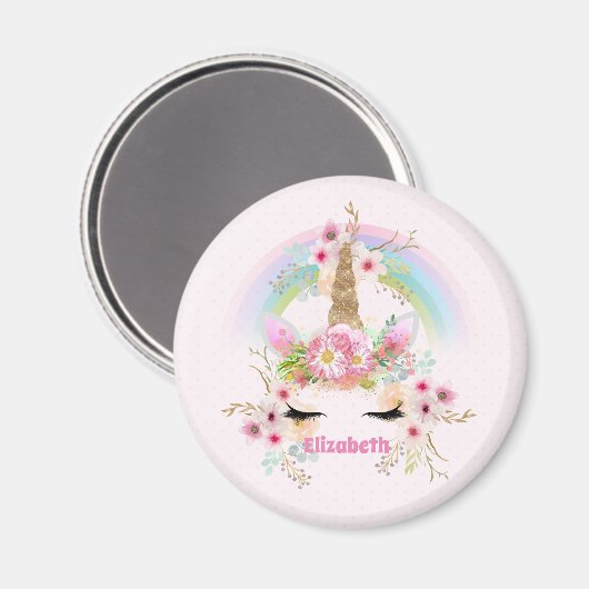 Budget Hübsch Girly Pink Unicorn Blumengift Magnet (Vorderseite/Rückseite)