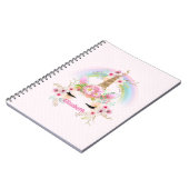 Budget Hübsch Girly Pink Unicorn Blumengift Notizblock (Linke Seite)