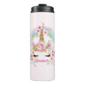 Budget Hübsch Girly Pink Unicorn Blumengift Thermosbecher (Vorderseite)