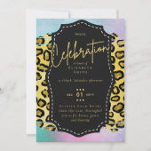 Budget Hübsch Girly Sweet16 Gold Animal Print Inv Einladung (Vorderseite)