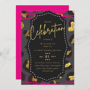 Budget Hübsch Girly Sweet16 Gold Animal Print Inv Einladung