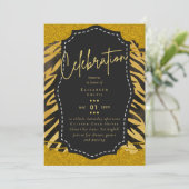 Budget Hübsch Girly Sweet16 Gold Animal Print Inv Einladung (Stehend Vorderseite)