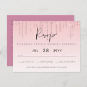 Budget Hübsch Girly Wedding RSVP Glitzer Pink Postkarte (Vorne/Hinten)