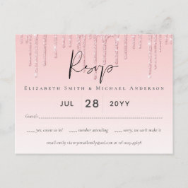 Budget Hübsch Girly Wedding RSVP Glitzer Pink Postkarte