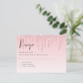Budget Hübsch Girly Wedding RSVP Glitzer Pink Postkarte (Stehend Vorderseite)