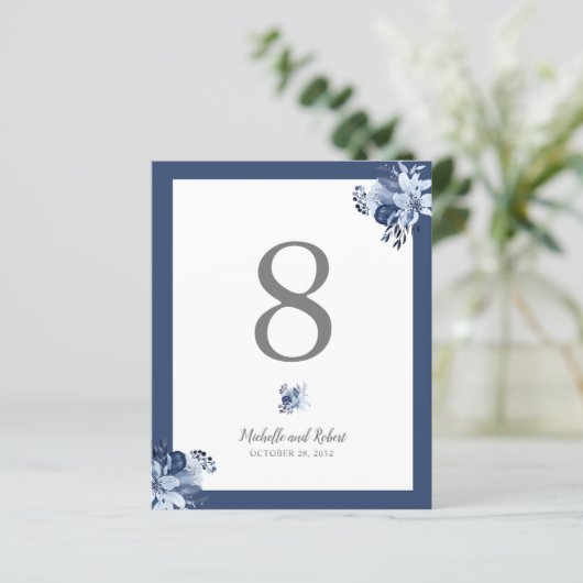 BUDGET Hübsch Gray Navy Blue Floral Hochzeit (Stehend Vorderseite)