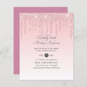 Budget Hübsche Girly Wedding Glitzer Rosa Einladun (Vorne/Hinten)