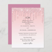Budget Hübsche Girly Wedding Glitzer Rosa Einladun (Vorne/Hinten)