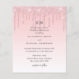Budget Hübsche Girly Wedding Glitzer Rosa Einladun