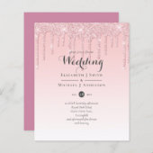 Budget Hübsche Girly Wedding Glitzer Rosa Einladun (Vorne/Hinten)