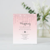 Budget Hübsche Girly Wedding Glitzer Rosa Einladun (Stehend Vorderseite)