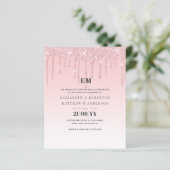 Budget Hübsche Girly Wedding Glitzer Rosa Einladun (Stehend Vorderseite)