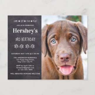 Budget Hund Geburtstag Welpe Custom Foto Einladung