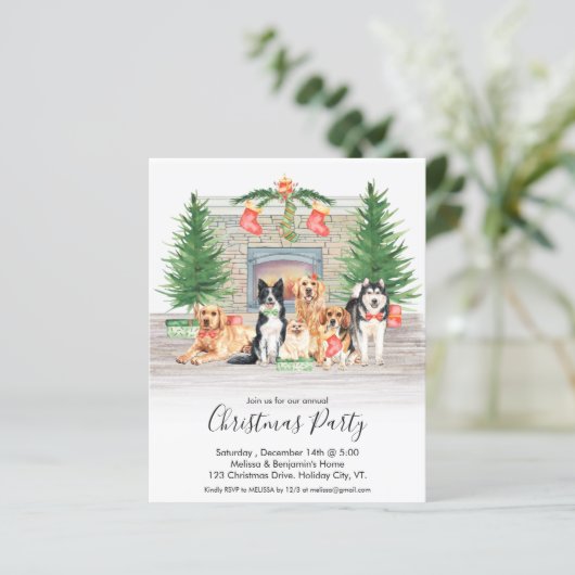Budget Hund Lover Hunde Weihnachts-Party Einladung (Stehend Vorderseite)