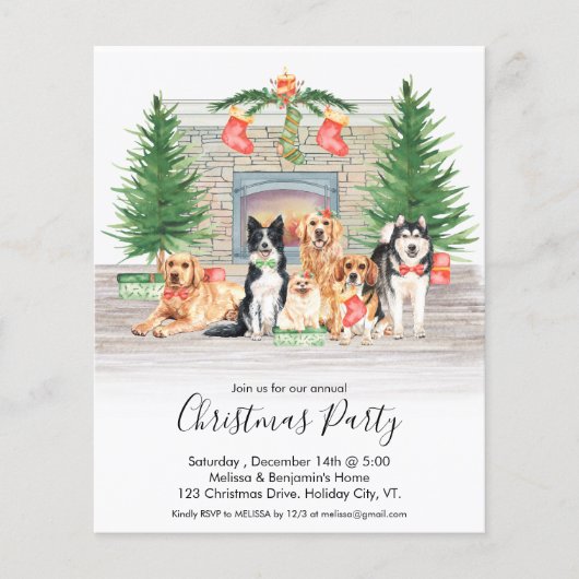 Budget Hund Lover Hunde Weihnachts-Party Einladung (Vorderseite)